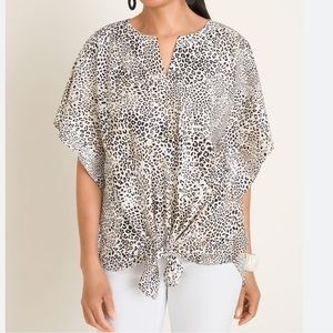 Chico’s Animal-Print Tie-Front Flutter-Sleeve Top Women’s 20 / 22